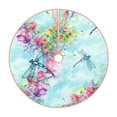 thumbnail image 1 of Fotbe Dragonfly Floral Pattern Christmas Tree Skirt, Tree Skirts Plush Christmas Decorations, Christmas Tree Skirts Xmas Decorations Holiday Party Decor-36", 1 of 6