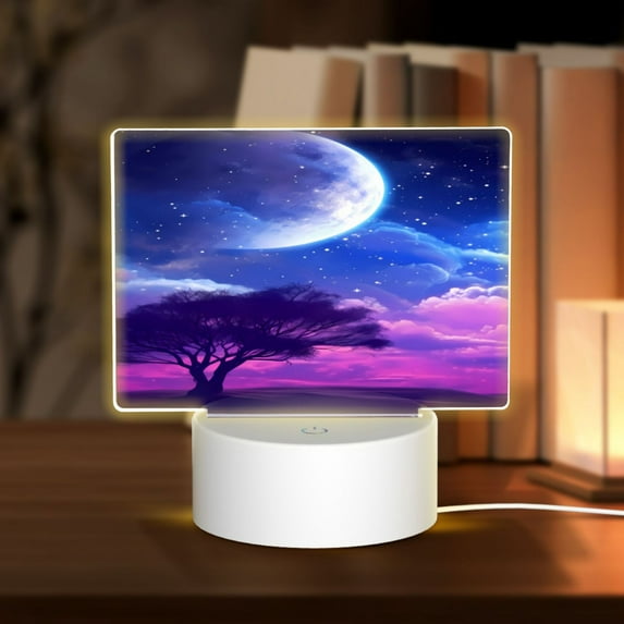 Fotbe Dreamy Colorful Starry Sky Pattern Acrylic Night Light Gift with 3 Color ModesTouch-Sensitive LED Lamp Perfect Gift for Mother's Day, Birthday, or Christmas