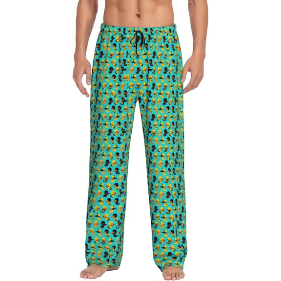 Fotbe Duck In Black Suit Men's Pajama Pants,Sleepwear Pants,Pj Bottoms Drawstring And Pockets-Small