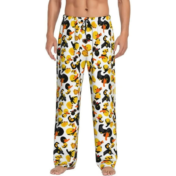 Fotbe Duck In Black Suit1 Men's Pajama Pants,Sleepwear Pants,Pj Bottoms Drawstring And Pockets-Small