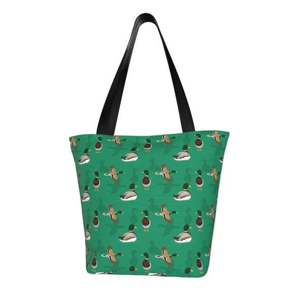 Fotbe Duck Mallard Flying Pose Pattern Beach Tote,Shoulder Handbag,Spacious Tote Bag,Lightweight Travel Bag,Versatile Shopping Bag