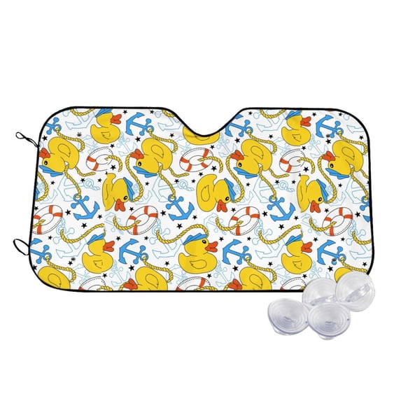 Fotbe Ducks and Anchors Car Windshield Sunshade | Sun Visor Protector Front Window Shade, Keeps Out UV Rays, Keeps Your Vehicle Cool-Small
