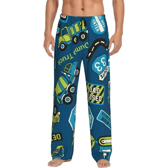 Fotbe Dump Truck Men's Pajama Pants,Sleepwear Pants,Pj Bottoms Drawstring And Pockets-X-Large