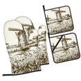 thumbnail image 1 of Fotbe Dutch Windmill for 4Pcs Oven Mitts and Pot Holders, 500℉ Heat Resistant Oven Mitts , Non-Slip Silicone Surface Safe for Baking, Cooking, BBQ, 1 of 6