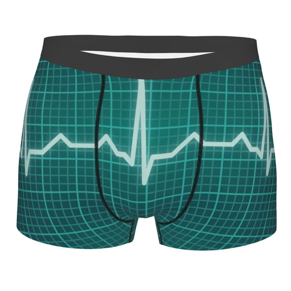 Fotbe ECG Wave Men’s Total Support Pouch Boxer Briefs, X-Temp Cooling, Moisture-Wicking Underwear, Regular, Long-leg and Trunk-Large