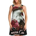 thumbnail image 1 of Fotbe Eagle With Hat And Roses Pattern Women’s Summer Tank Midi Dress – Sleeveless A-Line Dress, Floral T-Shirt Dress, Casual Flowing Beach Sundress, 1 of 7