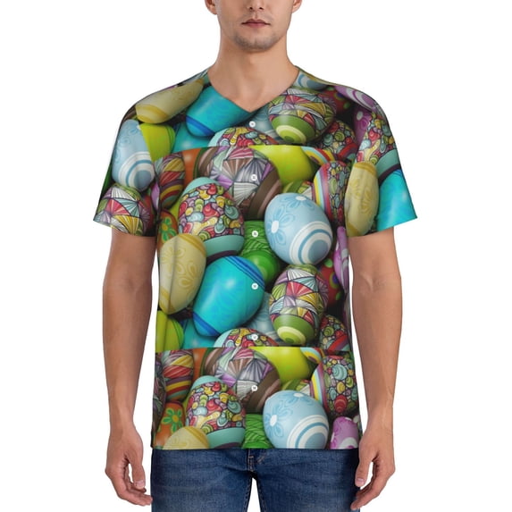 Fotbe Easter Egg1 Baseball Jersey Shirt for Men and Women, Casual Short Sleeves Button Down T-Shirt-Small