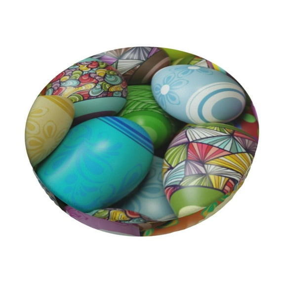 Fotbe Easter Egg1 Stool Covers Round,Waterproof Round Bar Stool Covers Bar Chair Covers Washable Stool Cushion Slipcover for 12-14 Inch Chair-14 inch