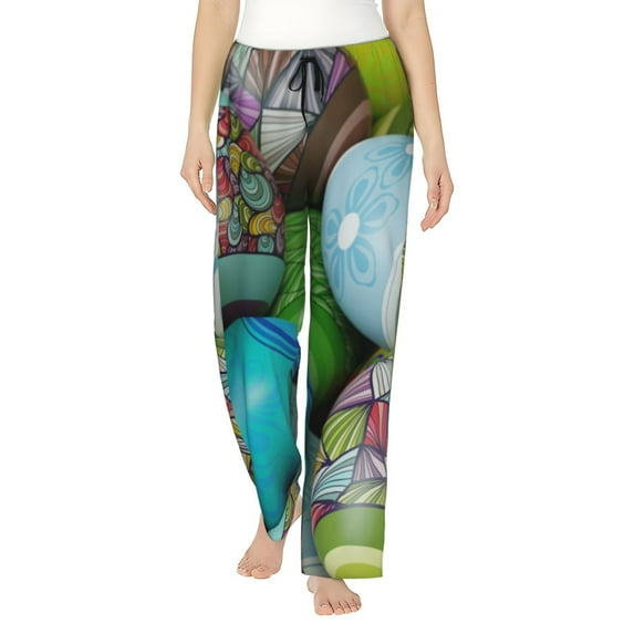 Fotbe Easter Egg1 Women's Pajama Pants,Sleepwear Pants,Pj Bottoms Drawstring And Pockets-X-Large