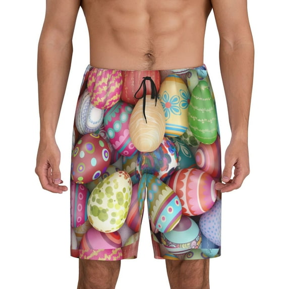 Fotbe Easter Eggs Pajama Shorts for Men, Men's Pajama Bottoms, Sleepwear,Short Pajama Pants-4X-Large