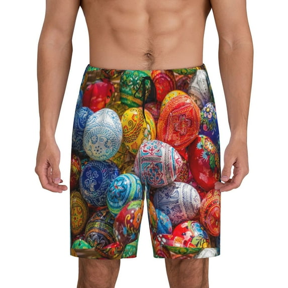 Fotbe Easter Eggs Pajama Shorts for Men, Men's Pajama Bottoms, Sleepwear,Short Pajama Pants-4X-Large