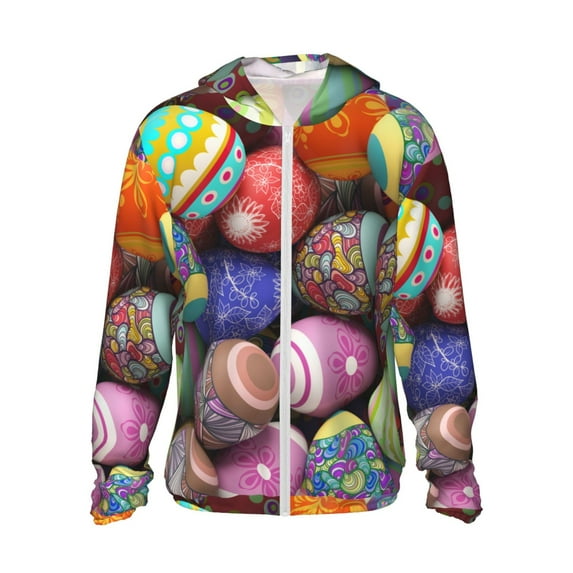 Fotbe Easter Eggs1 Men's Women's UPF 50+ Sun Protection Jacket Hooded Cooling Shirt with Pockets Hiking Outdoor Performance-Small