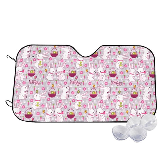Fotbe Easter Rabbit Car Windshield Sunshade | Sun Visor Protector Front Window Shade, Keeps Out UV Rays, Keeps Your Vehicle Cool-Small