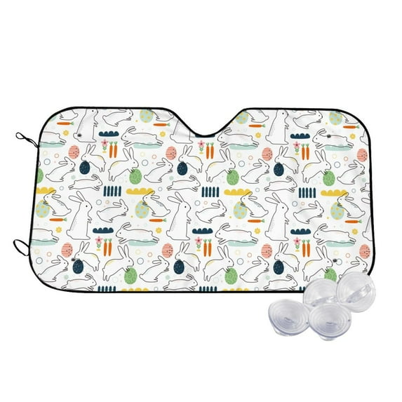 Fotbe Easter Rabbit Car Windshield Sunshade | Sun Visor Protector Front Window Shade, Keeps Out UV Rays, Keeps Your Vehicle Cool-