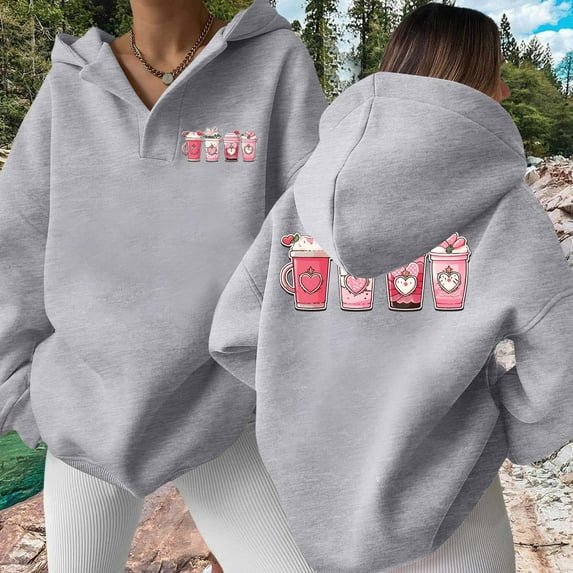 And Winter Fashionable Beverage Printed Women's Hooded Sweatshirt Without Pockets Women's Hooded Sweatshirt Womens Sweatshirts Clothe Sweatshirt Winter Fashion Women 2022 Womens Thin Hoodie Tunic Zip