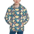 thumbnail image 1 of Fotbe Eggs Toast Bacon And Arugula Pattern Youth Pullover Hooded Sweatshirt, Boys Hoodie, Kangaroo Pocket Hoodie for Kids Girls -Small, 1 of 6