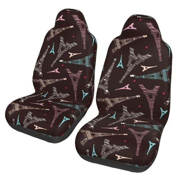 Fotbe Eiffel Tower Pattern Automotive Seat Covers for Cars Trucks and SUVs – Car Seat Covers for Front Seats,Protective Seat Covers,Vehicle Seat Covers, Set of 2
