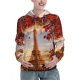 thumbnail image 1 of Fotbe Eiffel Tower Pattern Womens Long Sleeve Hoodie, Pullover Hooded Sweatshirt, Kangaroo Pocket Hoodie with Eye-catching Drawstrings-Large, 1 of 7