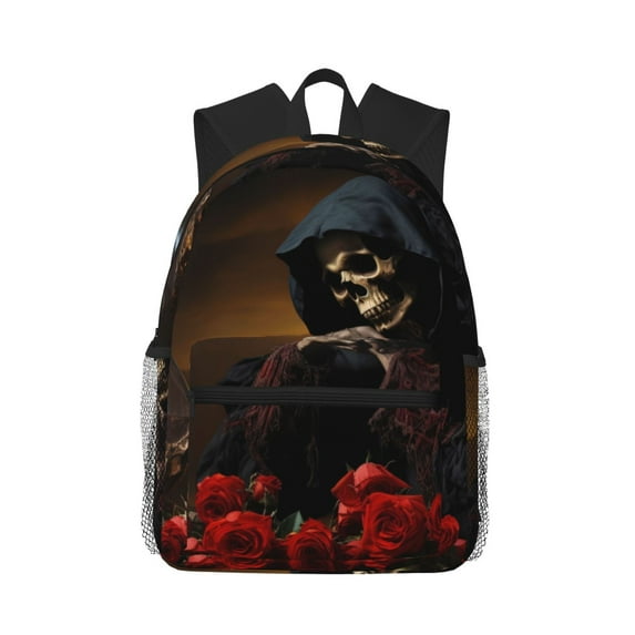 Fotbe Elegant Rose Skull Lightweight Casual Laptop Backpack for Men and Women, Daily use Waterproof backpack, Backpack for College