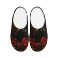 thumbnail image 1 of Fotbe Elegant Rose Skull Pattern Women's Fuzzy Curly Fur Memory Foam Loafer Slippers Indoor Outdoor Slippers Winter Home Shoes-37/38, 1 of 7