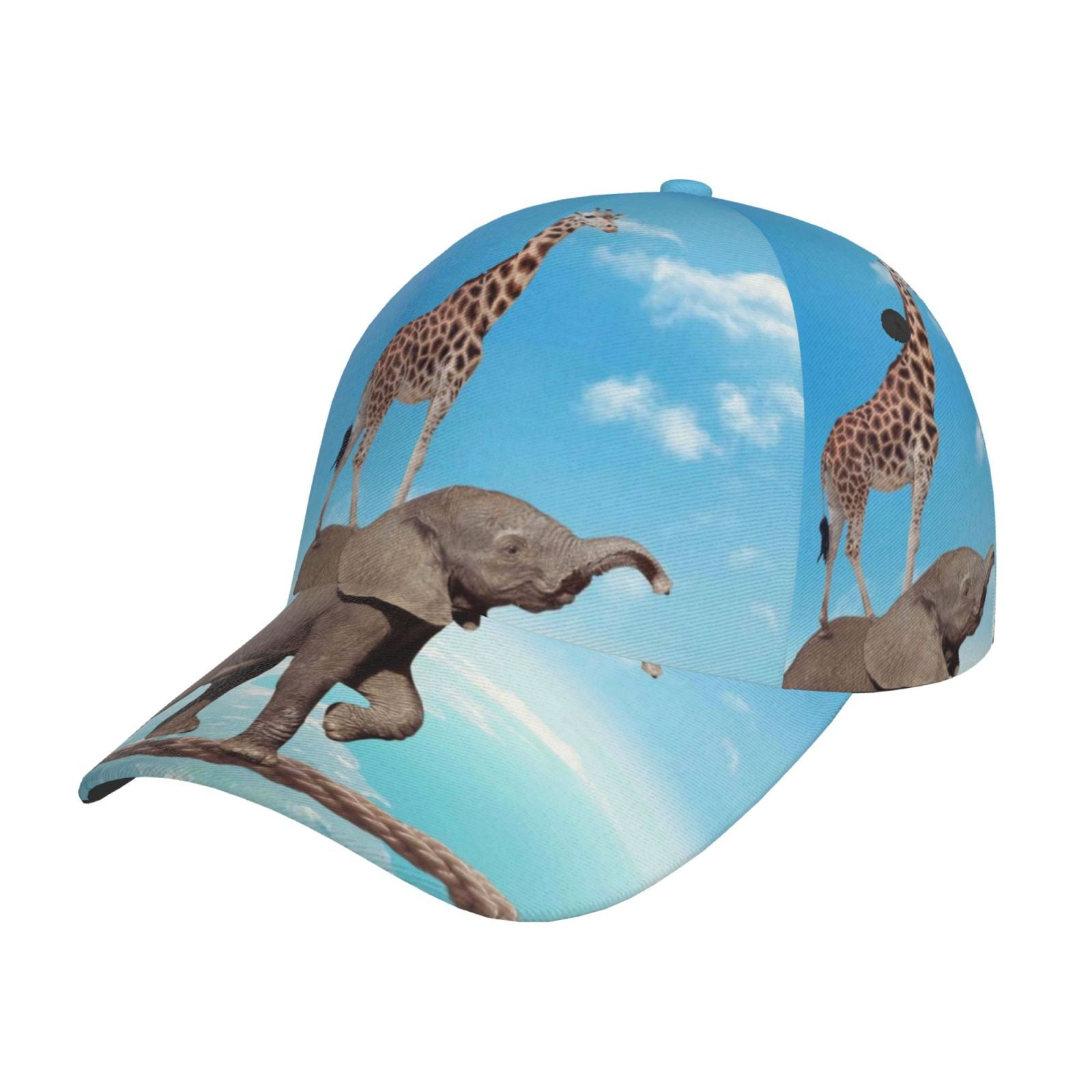 Fotbe Elephant Giraffe Baseball Cap, Elephant Giraffe Print Dad Hat