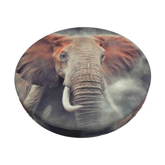 Fotbe Elephant in Smoke Stool Covers Round,Waterproof Round Bar Stool Covers Bar Chair Covers Washable Stool Cushion Slipcover for 12-14 Inch Chair-12 inch