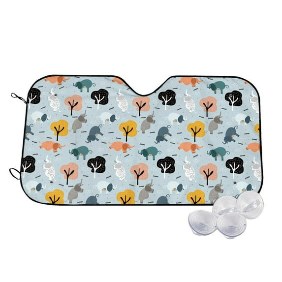Fotbe Elephant Tree Car Windshield Sunshade | Sun Visor Protector Front Window Shade, Keeps Out UV Rays, Keeps Your Vehicle Cool-Medium