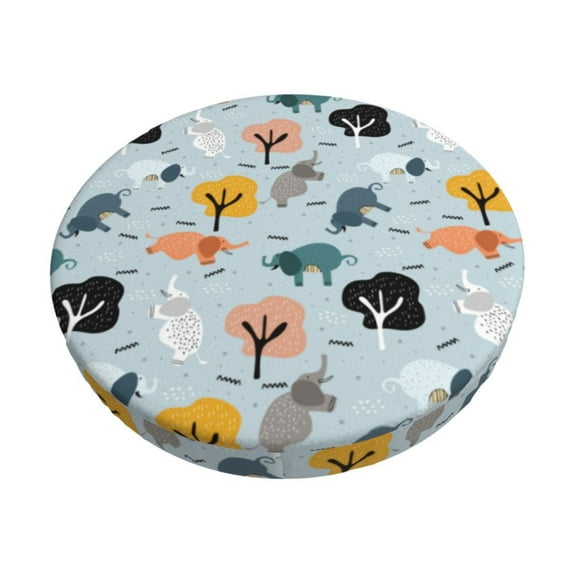 Fotbe Elephant Tree Stool Covers Round,Waterproof Round Bar Stool Covers Bar Chair Covers Washable Stool Cushion Slipcover for 12-14 Inch Chair-13 inch