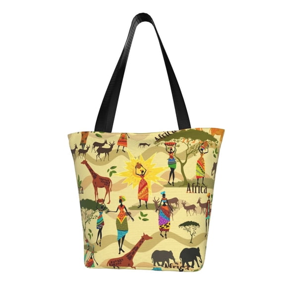 Fotbe Ethnic African Pattern Beach Tote,Shoulder Handbag,Spacious Tote Bag,Lightweight Travel Bag,Versatile Shopping Bag