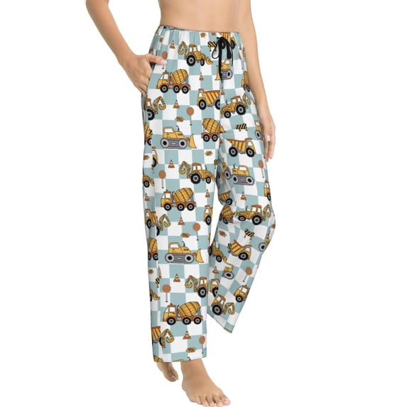 Fotbe Excavator Women's Pajama Pants,Sleepwear Pants,Pj Bottoms Drawstring And Pockets-Medium