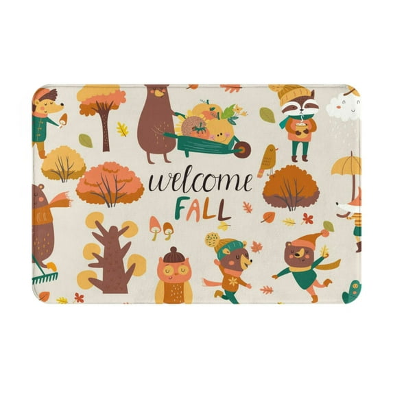 Fotbe Extra Durable Door Mat - Dirt Trapping Outdoor Welcome Mats - Non-Slip Outdoor Door Mats - Low Profile Front Door Mat - Indoor (16" x 24", Autumn In The Forest )