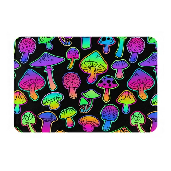 Fotbe Extra Durable Door Mat - Dirt Trapping Outdoor Welcome Mats - Non-Slip Outdoor Door Mats - Low Profile Front Door Mat - Indoor (16" x 24", Bright Mushrooms )