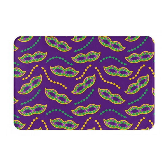 Fotbe Extra Durable Door Mat - Dirt Trapping Outdoor Welcome Mats - Non-Slip Outdoor Door Mats - Low Profile Front Door Mat - Indoor (16" x 24", Carnival Masks and Beads )