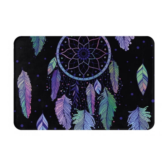 Fotbe Extra Durable Door Mat - Dirt Trapping Outdoor Welcome Mats - Non-Slip Outdoor Door Mats - Low Profile Front Door Mat - Indoor (16" x 24", Dreamcatcher With Colorful Feathers )