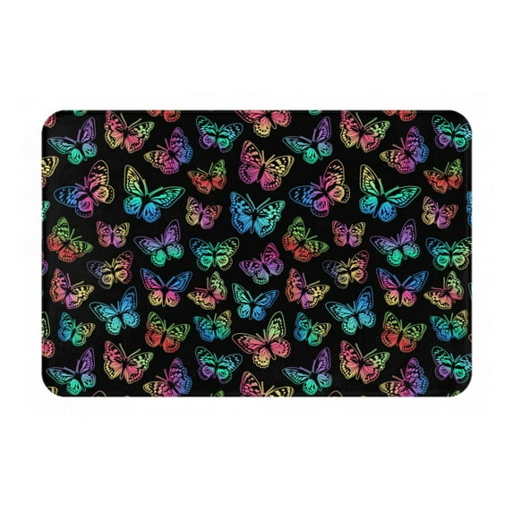 Fotbe Extra Durable Door Mat - Dirt Trapping Outdoor Welcome Mats - Non-Slip Outdoor Door Mats - Low Profile Front Door Mat - Indoor (16" x 24", Multicolored Butterflies )