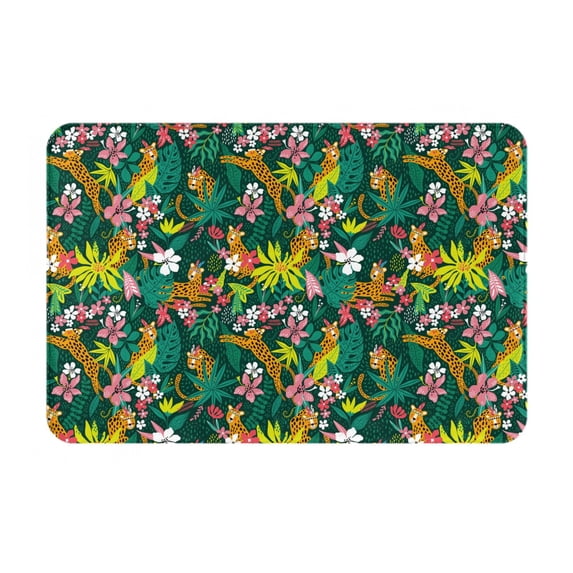 Fotbe Extra Durable Door Mat - Dirt Trapping Outdoor Welcome Mats - Non-Slip Outdoor Door Mats - Low Profile Front Door Mat - Indoor (16" x 24", Cute Tribal Leopards )