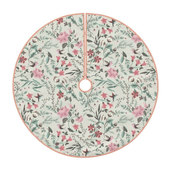 Fotbe Fairy Floral Pattern Christmas Tree Skirt, Tree Skirts Plush Christmas Decorations, Christmas Tree Skirts Xmas Decorations Holiday Party Decor-30"