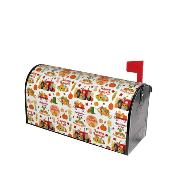 Fotbe Fall Farm Pumpkin Mailbox Covers Post Letter Box Cover Garden Decor Standard Size-25.5x21 in