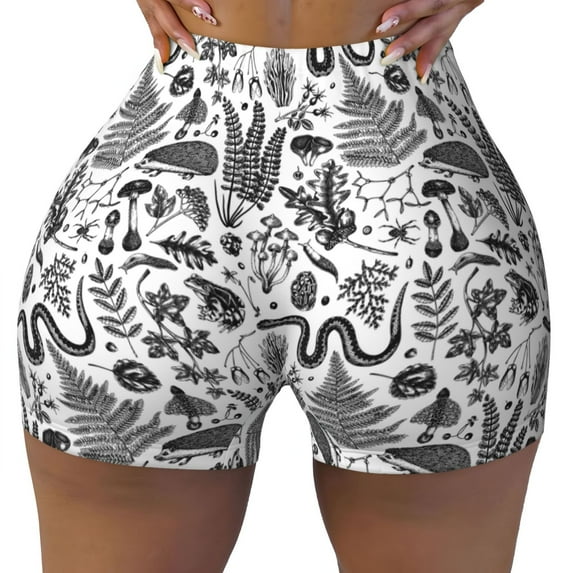 Fotbe Fall Forest Seamless Shorts, Womens Workout Shorts High Waist Stretch Booty Short for Gym/Yoga/Running/Biking-Large