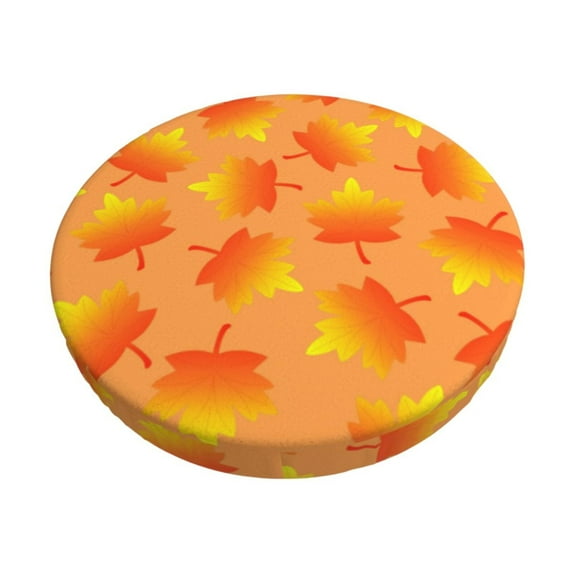 Fotbe Fall Maple Leaves Stool Covers Round,Waterproof Round Bar Stool Covers Bar Chair Covers Washable Stool Cushion Slipcover for 12-14 Inch Chair-12 inch