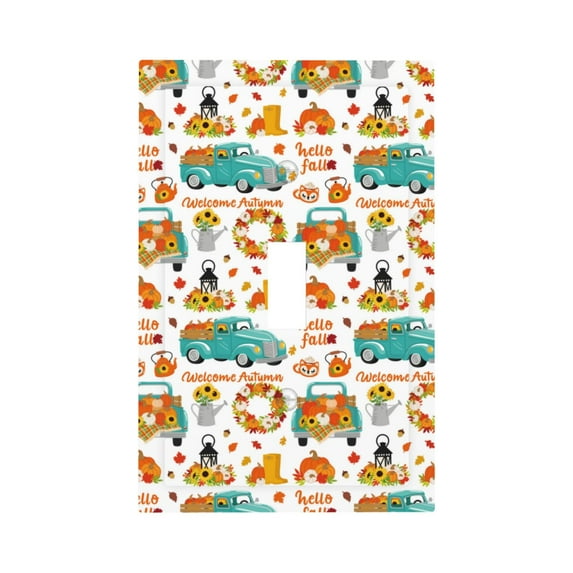 Fotbe Fall Pumpkins And Sunflowers Print Duplex Receptacle Wall Plate, 1-Gang 5.0" x3.0" Wall Outlet Covers, Dual Outlet Faceplates Covers, Color-matched Screws Included-Style T