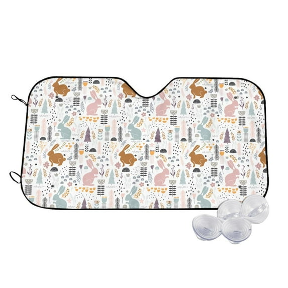 Fotbe Fall Rabbit Car Windshield Sunshade | Sun Visor Protector Front Window Shade, Keeps Out UV Rays, Keeps Your Vehicle Cool-Medium
