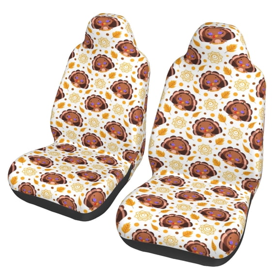Fotbe Fall Turkey Pattern Automotive Seat Covers for Cars Trucks and SUVs – Car Seat Covers for Front Seats,Protective Seat Covers,Vehicle Seat Covers, Set of 2