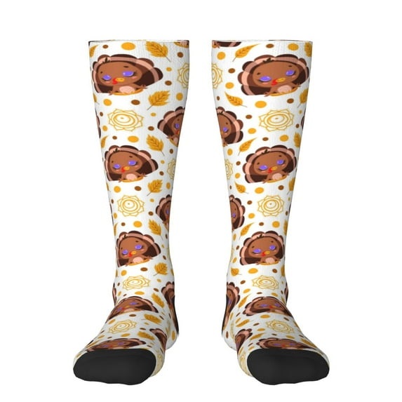 Fotbe Fall Turkey print Women's Men's Novelty Crew Socks Cotton Socks Knee High Socks for Walking,Running,Nurses,Pregnancy