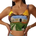 thumbnail image 1 of Fotbe Fall Village Scenery Pattern Womens' Sports Bra Longline Wirefree Padded with Medium Support Sports Moisture-Wicking Workou Vest,Tank Top-Large, 1 of 7