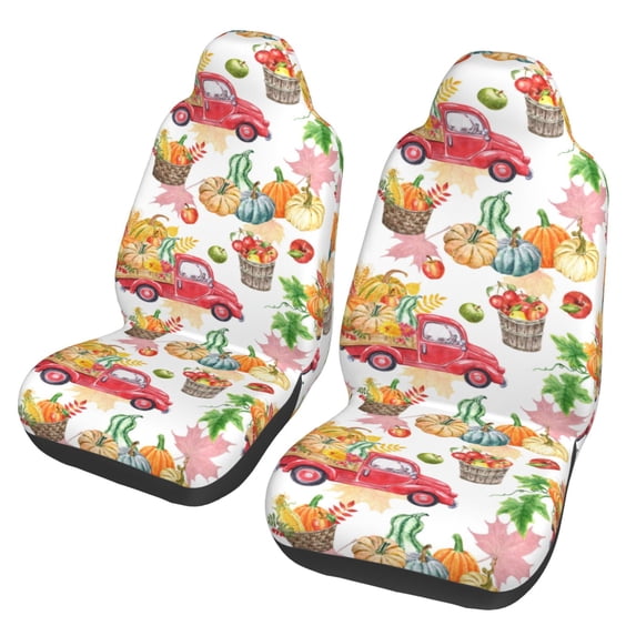 Fotbe Fall harvest truck pumpkin Pattern Automotive Seat Covers for Cars Trucks and SUVs – Car Seat Covers for Front Seats,Protective Seat Covers,Vehicle Seat Covers, Set of 2