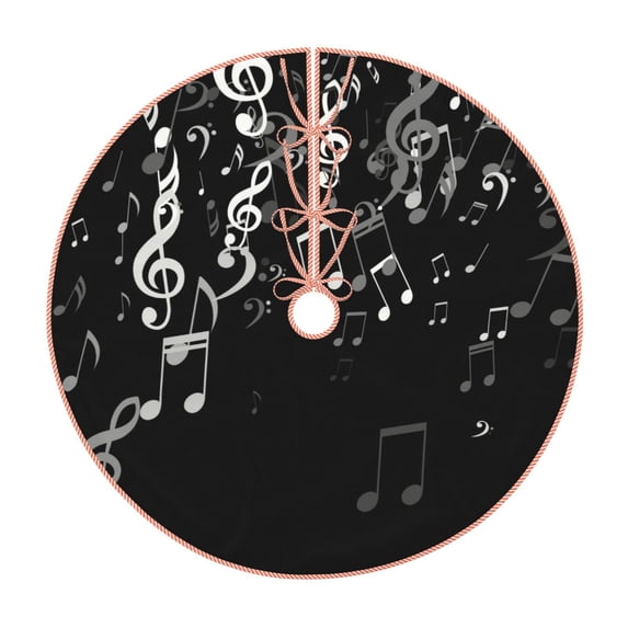 Fotbe Falling Musical Pattern Christmas Tree Skirt, Tree Skirts Plush Christmas Decorations, Christmas Tree Skirts Xmas Decorations Holiday Party Decor-30"