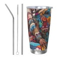thumbnail image 1 of Fotbe Fantasy Colorful Beast Pattern 20 oz Tumbler Stainless Steel Vacuum Insulated Coffee Ice Cup Double Wall Travel Flask Leak-proof Coffee Cup-Straw Three-piece Set, 1 of 8