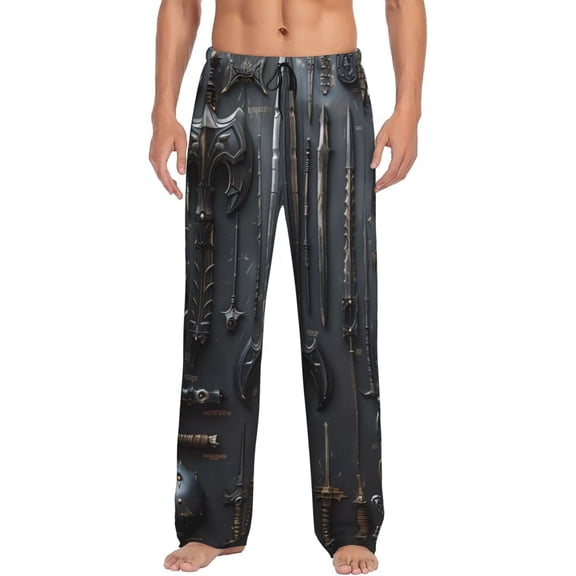 Fotbe Fantasy Medieval Weaponry Men's Pajama Pants,Sleepwear Pants,Pj Bottoms Drawstring And Pockets-Medium