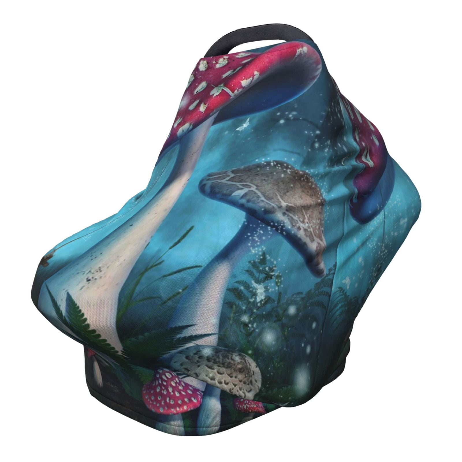 Fotbe Fantasy Mushrooms Pattern Car Seat Covers for Babies, Nursing Breastfeeding Cover Infant Carseat Canopy, Soft Stretchy Carrier Cover